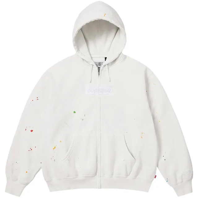 Supreme x MM6 Maison Margiela Box Logo Zip Up Hooded Sweatshirt 'White'