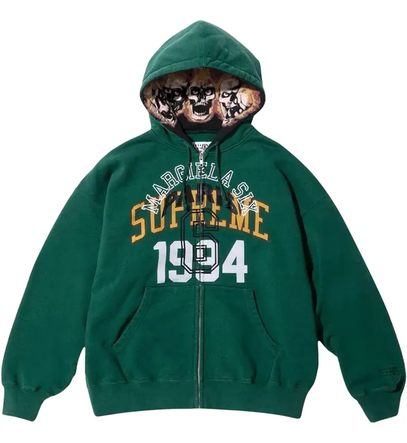 Supreme x MM6 Maison Margiela Zip Up Hooded Sweatshirt 'Dark Green'