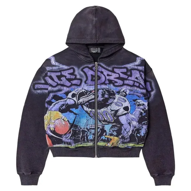 Vale Forever Raven Zip Up Hoodie "Black"